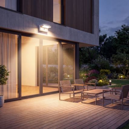 LED-Außen-Wandleuchte mit Bewegungs- und Dämmerungssensor LED/25W/230V 3000/4000/6500K IP54 weiß