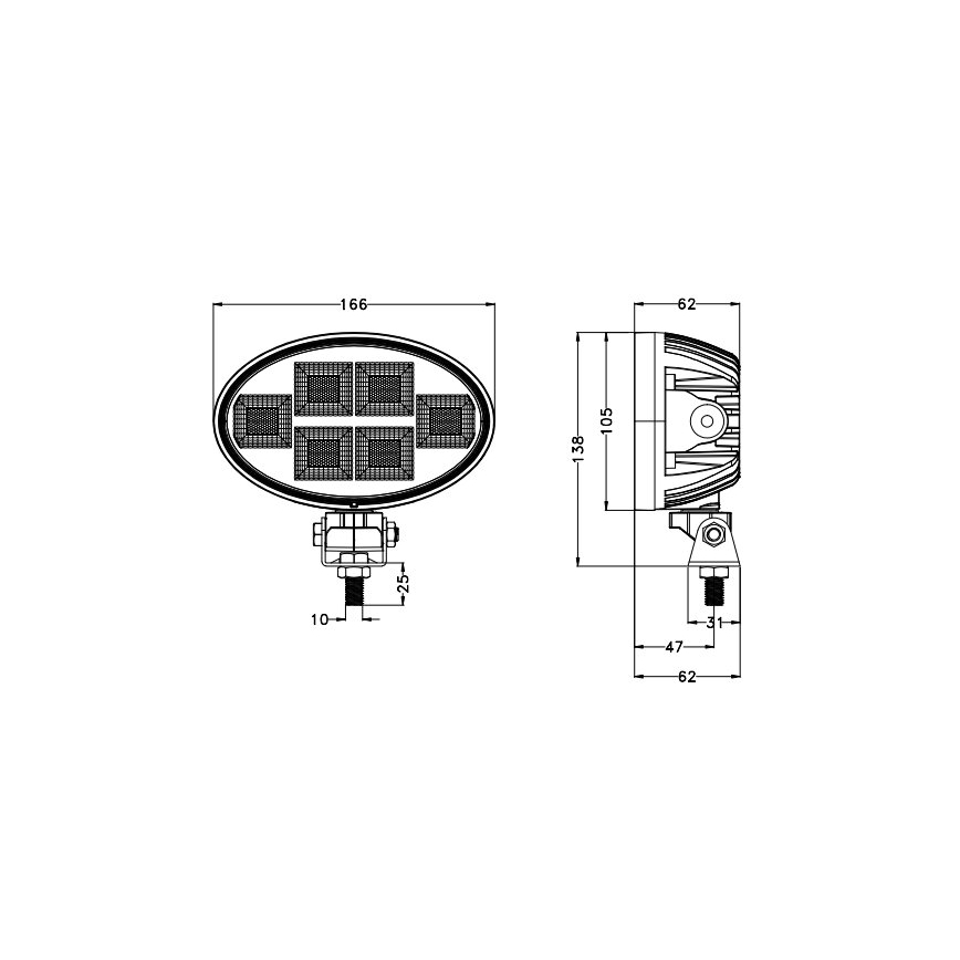 LED-Autoscheinwerfer BLACK LED/150W/10-30V IP69 5700K oval