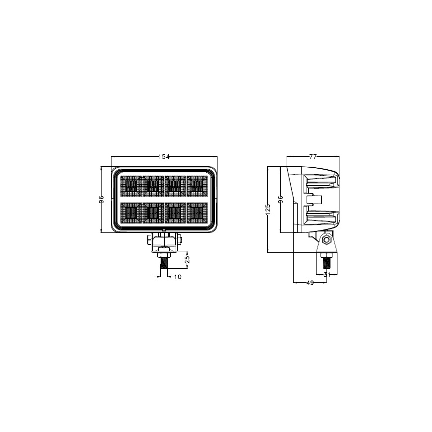 LED-Autoscheinwerfer BLACK LED/160W/10-30V IP69 5700K rechteckig