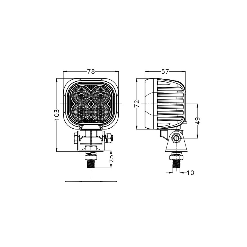 LED Autoscheinwerfer BLACK LED/40W/10-30V IP69 5700K eckig
