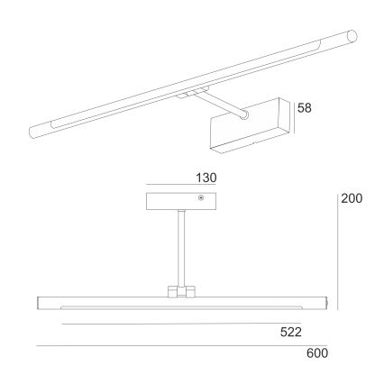 LED-Badezimmer-Spiegelleuchte MIRROR LED/8W/230V 4000K IP44 60 cm schwarz