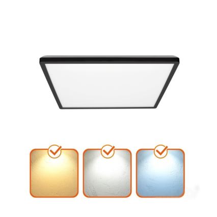 LED-Badezimmerleuchte mit Bewegungs- und Dämmerungssensor NIVERA LED/12W/230V IP54 3000/4000/6000K 22,5x22,5 cm schwarz + Fernbedienung