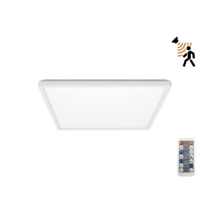 LED-Badezimmerleuchte mit Bewegungs- und Dämmerungssensor NIVERA LED/12W/230V IP54 3000/4000/6000K 22,5x22,5 cm weiß + Fernbedienung