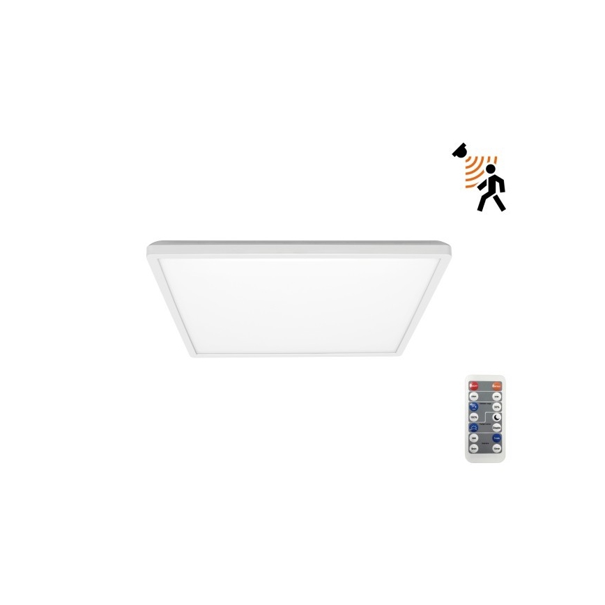 LED-Badezimmerleuchte mit Bewegungs- und Dämmerungssensor NIVERA LED/12W/230V IP54 3000/4000/6000K 22,5x22,5 cm weiß + Fernbedienung
