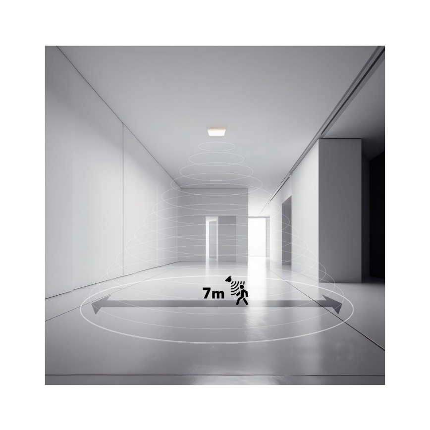 LED-Badezimmerleuchte mit Bewegungs- und Dämmerungssensor NIVERA LED/12W/230V IP54 3000/4000/6000K 22,5x22,5 cm weiß + Fernbedienung