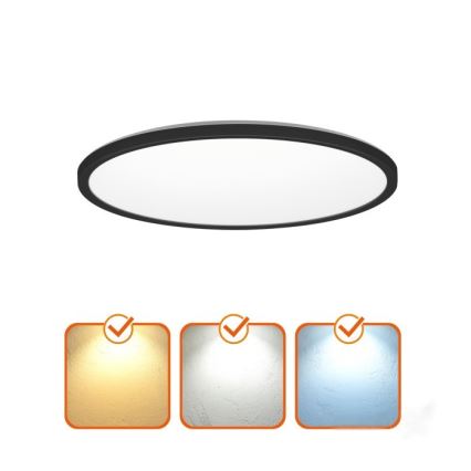 LED-Badezimmerleuchte mit Bewegungs- und Dämmerungssensor NIVERA LED/12W/230V IP54 3000/4000/6000K Ø 22,5 cm schwarz + Fernbedienung