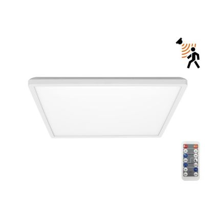 LED-Badezimmerleuchte mit Bewegungs- und Dämmerungssensor NIVERA LED/18W/230V IP54 3000/4000/6000K 30x30 cm weiß + Fernbedienung