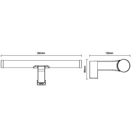 LED-Badspiegelleuchte LED/8W/230V 30 cm IP44 schwarz