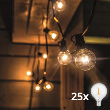 LED catena decorativa da esterno GIRLANDA 25xE12 20m IP44 bianco caldo