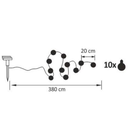 LED Catena decorativa solare LED/1,2V 3,8 m IP44