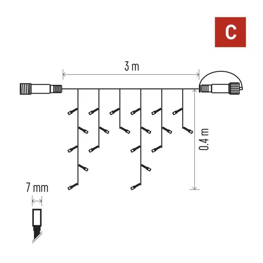 LED Catena luminosa da esterno 50xLED/3x0,4m IP44 bianco freddo/caldo