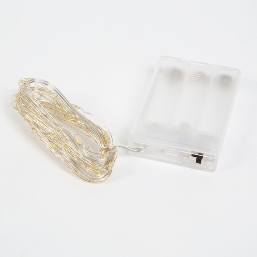 LED Catena luminosa natalizia 50xLED/3xAA 5,25m bianco caldo
