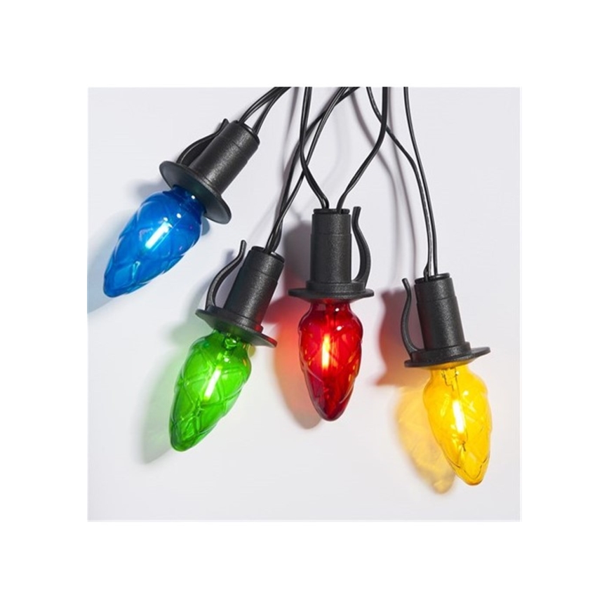 LED Catena natalizia da esterno CONE FILAMENT 20xE10 19m multicolore/bianco caldo IP44, Prodotto in Repubblica Ceca