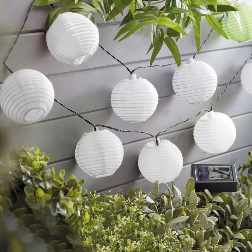 LED Catena solare 10xLED/1,2V 3,7m IP44 bianco freddo