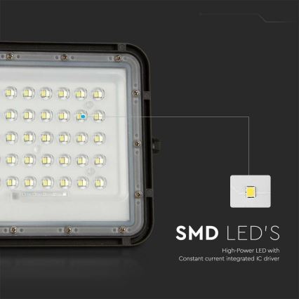 LED da esterno dimmerabile solare per riflettore LED/10W/3,2V IP65 4000K nero + telecomando