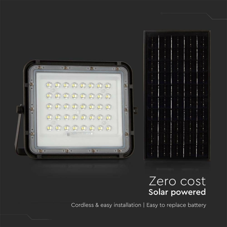 LED da esterno dimmerabile solare per riflettore LED/10W/3,2V IP65 4000K nero + telecomando