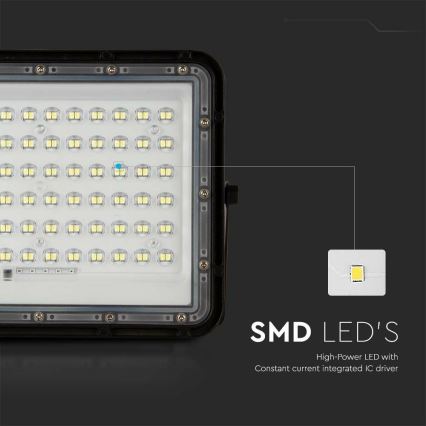 LED da esterno dimmerabile solare per riflettore LED/15W/3,2V IP65 6400K nero + telecomando