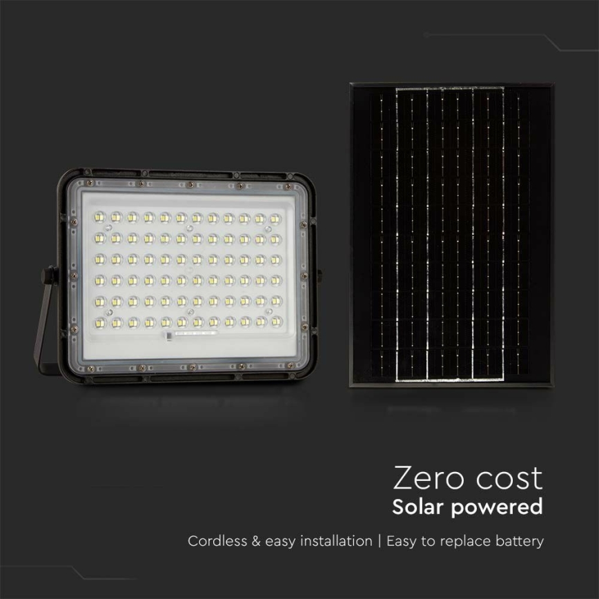 LED da esterno dimmerabile solare per riflettore LED/15W/3,2V IP65 6400K nero + telecomando