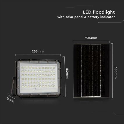LED da esterno dimmerabile solare per riflettore LED/15W/3,2V IP65 6400K nero + telecomando