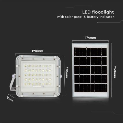 LED da esterno dimmerabile solare per riflettore LED/6W/3,2V IP65 6400K bianco + telecomando