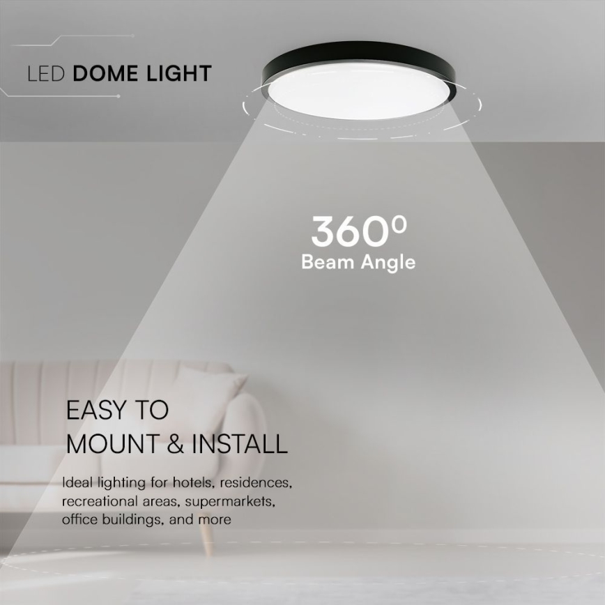 LED-Deckenleuchte für Badezimmer SAMSUNG CHIP LED/18W/230V IP44 6500K d 25 cm schwarz