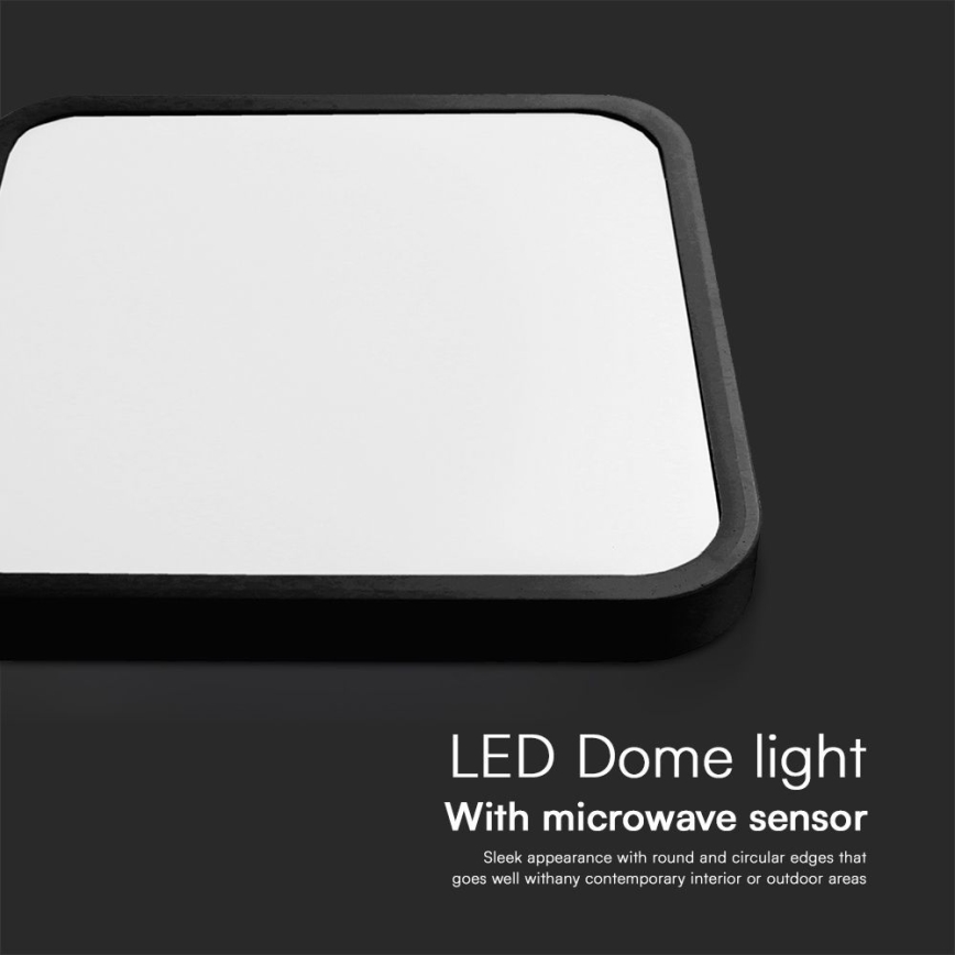 LED-Deckenleuchte für Badezimmer mit Sensor SAMSUNG CHIP LED/18W/230V IP44 4000K 29x29 cm schwarz + Fernbedienung