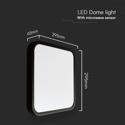 LED-Deckenleuchte für Badezimmer mit Sensor SAMSUNG CHIP LED/18W/230V IP44 4000K 29x29 cm schwarz + Fernbedienung