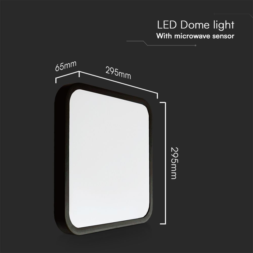 LED-Deckenleuchte für Badezimmer mit Sensor SAMSUNG CHIP LED/18W/230V IP44 4000K 29x29 cm schwarz + Fernbedienung