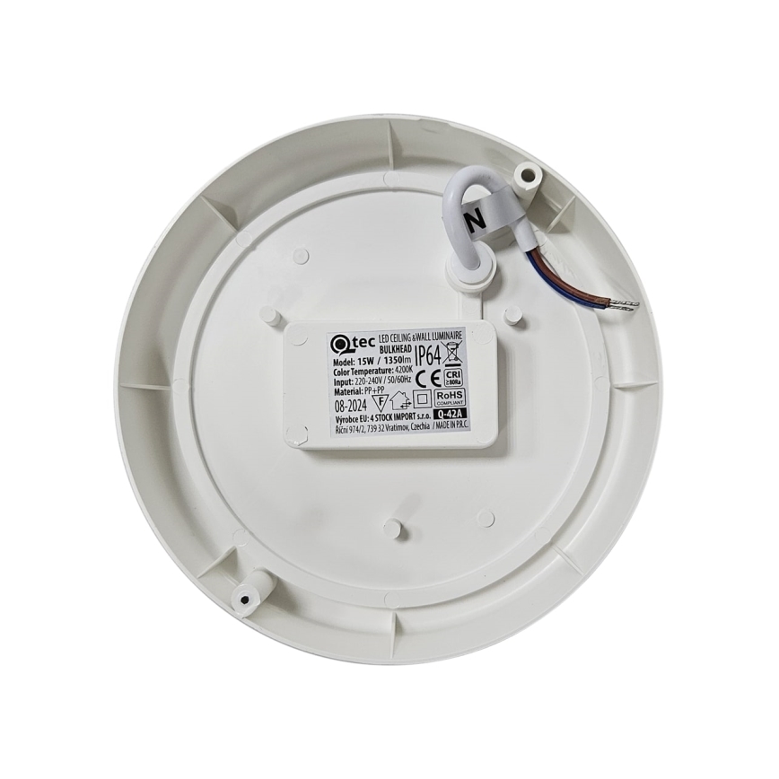 LED-Deckenleuchte für den Außenbereich LED/15W/230V 4200K d 15,5 cm IP64 weiß