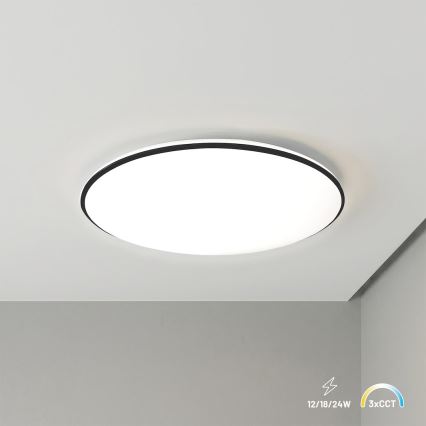 LED-Deckenleuchte HUGO LED/12/18/24W/230V 3000/4000/6500K Ø 30 cm IP54 schwarz