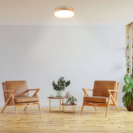 LED-Deckenleuchte JANUSZ LED/12W/230V d 27 cm IP44 Eiche
