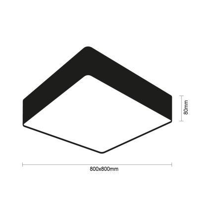 LED-Deckenleuchte LED/215W/230V 3000/4000/6500K 80x80 cm schwarz