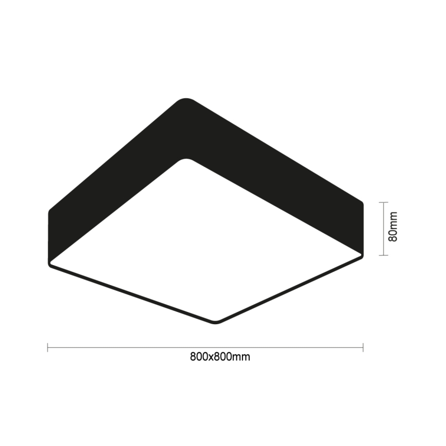 LED-Deckenleuchte LED/215W/230V 3000/4000/6500K 80x80 cm schwarz