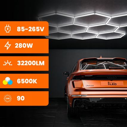 LED-Deckenleuchte HEXAGON LED/280W/85-265V 6500K 313x298 cm CRI 90 IP54 weiß