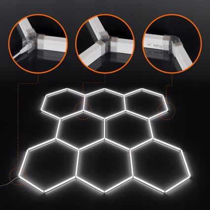 LED-Deckenleuchte HEXAGON LED/280W/85-265V 6500K 313x298 cm CRI 90 IP54 weiß