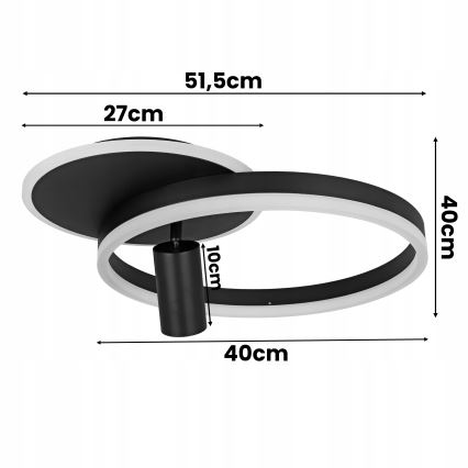 LED-Deckenleuchte LED/38W/230V + 1xGU10/30W schwarz