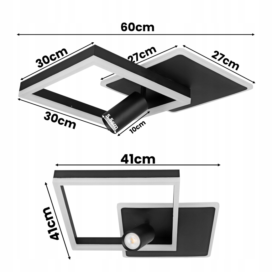 LED-Deckenleuchte LED/38W/230V + 1xGU10/30W schwarz