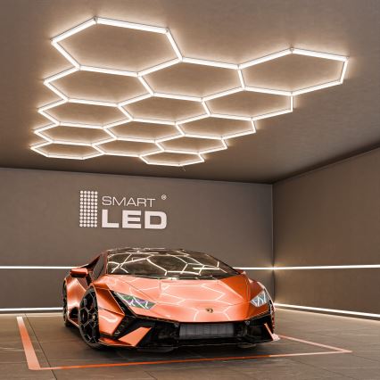 LED Deckenleuchte HEXAGON LED/426W/85-265V 6500K 484x243 cm CRI 90 IP54 weiß