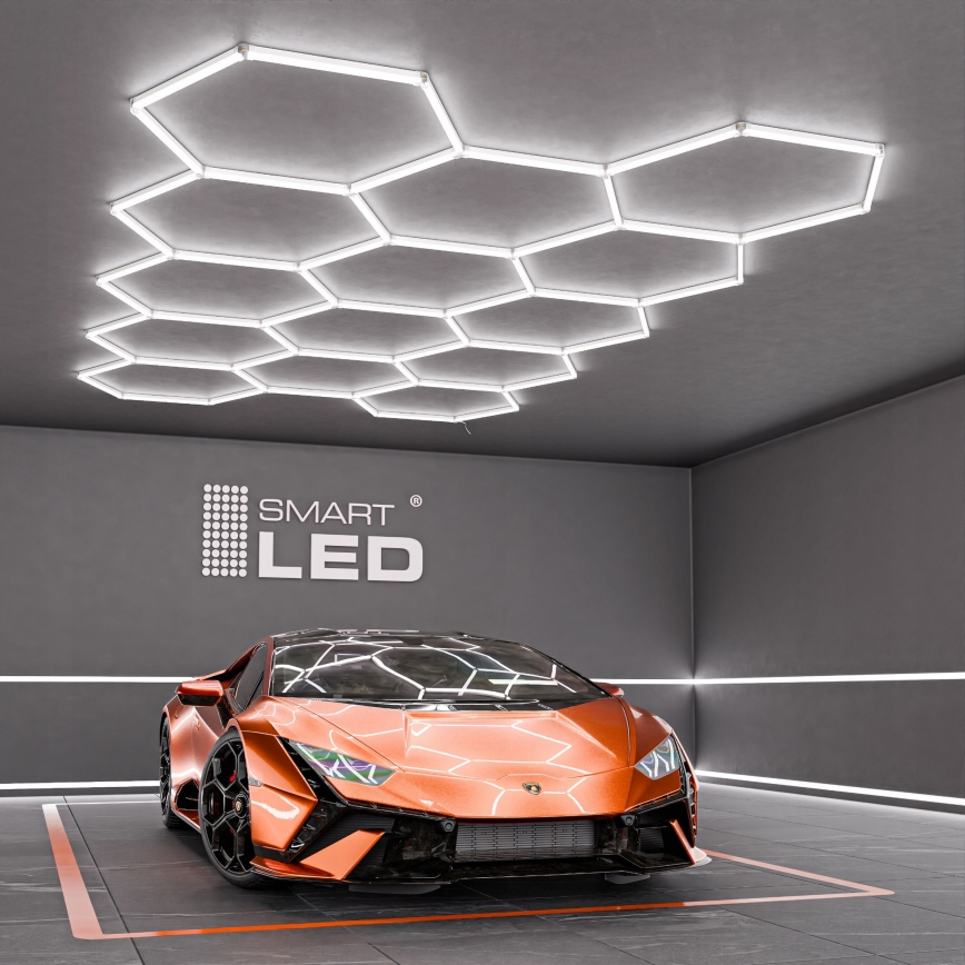 LED-Deckenleuchte HEXAGON LED/456W/85-265V 6500K 522x298 cm CRI 90 IP54 weiß