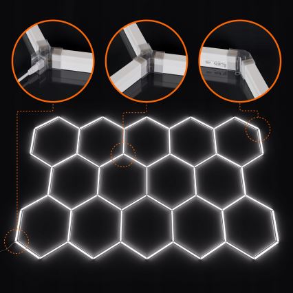 LED-Deckenleuchte HEXAGON LED/456W/85-265V 6500K 522x298 cm CRI 90 IP54 weiß