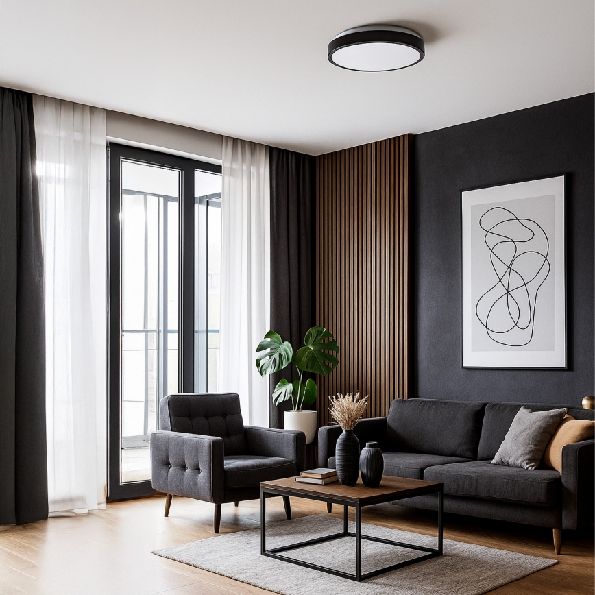 LED-Deckenleuchte LIBRA LED/15W/230V 4000K Ø 29 cm schwarz