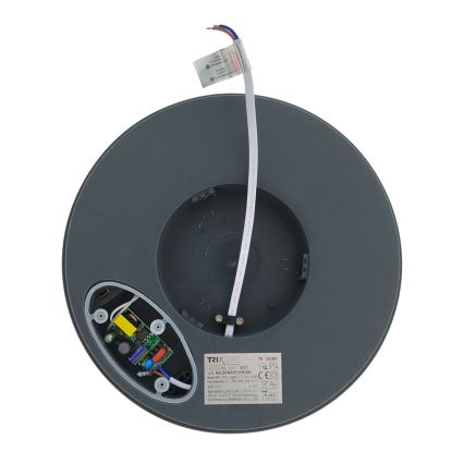 LED-Badezimmer-Deckenleuchte mit Bewegungsmelder – 20 W, 230 V, einstellbare Farbtemperatur (3000/4000/6500 K), Ø 23 cm, IP54, Anthrazit