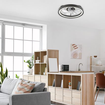 Dimmbare LED-Deckenleuchte mit Ventilator FARGO LED/37W/230V schwarz + Fernbedienung