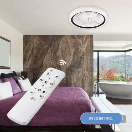 Dimmbare LED-Deckenleuchte mit Ventilator GEMMA LED/37W/230V weiß + Fernbedienung
