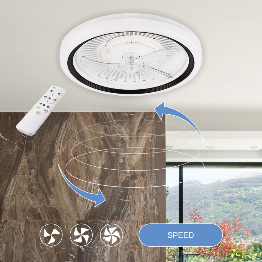Dimmbare LED-Deckenleuchte mit Ventilator GEMMA LED/37W/230V weiß + Fernbedienung
