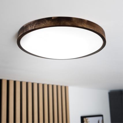 LED-Deckenleuchte OAK SMOKY SLIM LED/36W/230V 4000K Ø 47 cm Eiche/dunkelbraun