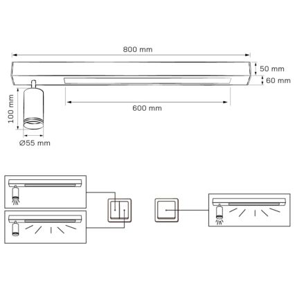 LED-Deckenleuchte PARIS LED/24W/230V + 1xGU10/10W schwarz