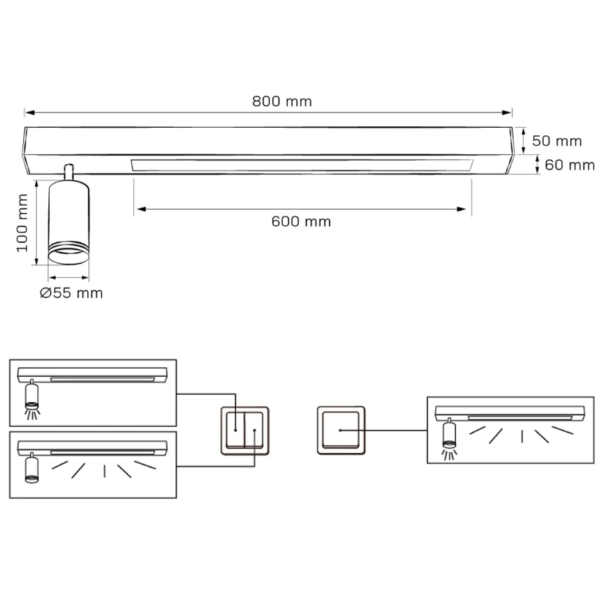 LED-Deckenleuchte PARIS LED/24W/230V + 1xGU10/10W schwarz