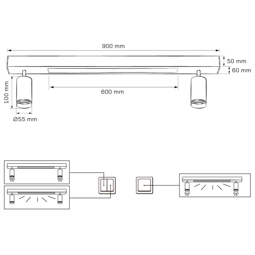 LED-Deckenleuchte PARIS LED/24W/230V + 2xGU10/10W schwarz