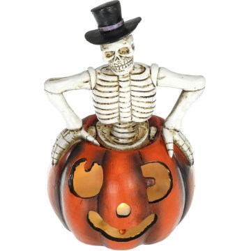 LED Decorazione HALLOWEEN LED/2xLR44/bianco caldo scheletro in una zucca resina